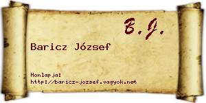 Baricz József névjegykártya